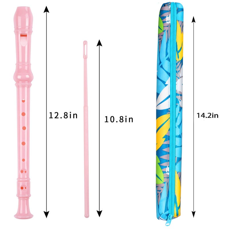 Yop-yes Soprano Recorder Instrument for Kids Beginners Student German Fingering C Key Recorder Instrument 3 Piece with Cleaning Rod and Bag Fingering Chartï¼ˆPinkï¼‰ - Image 2